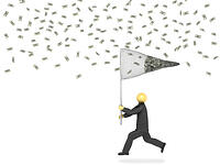 Man catching money with a net